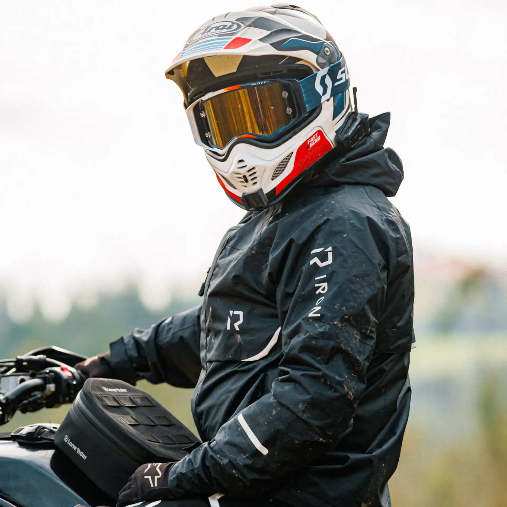 RIDEIRON 防水透湿フード付きバイクレインスーツ | MJ5005
