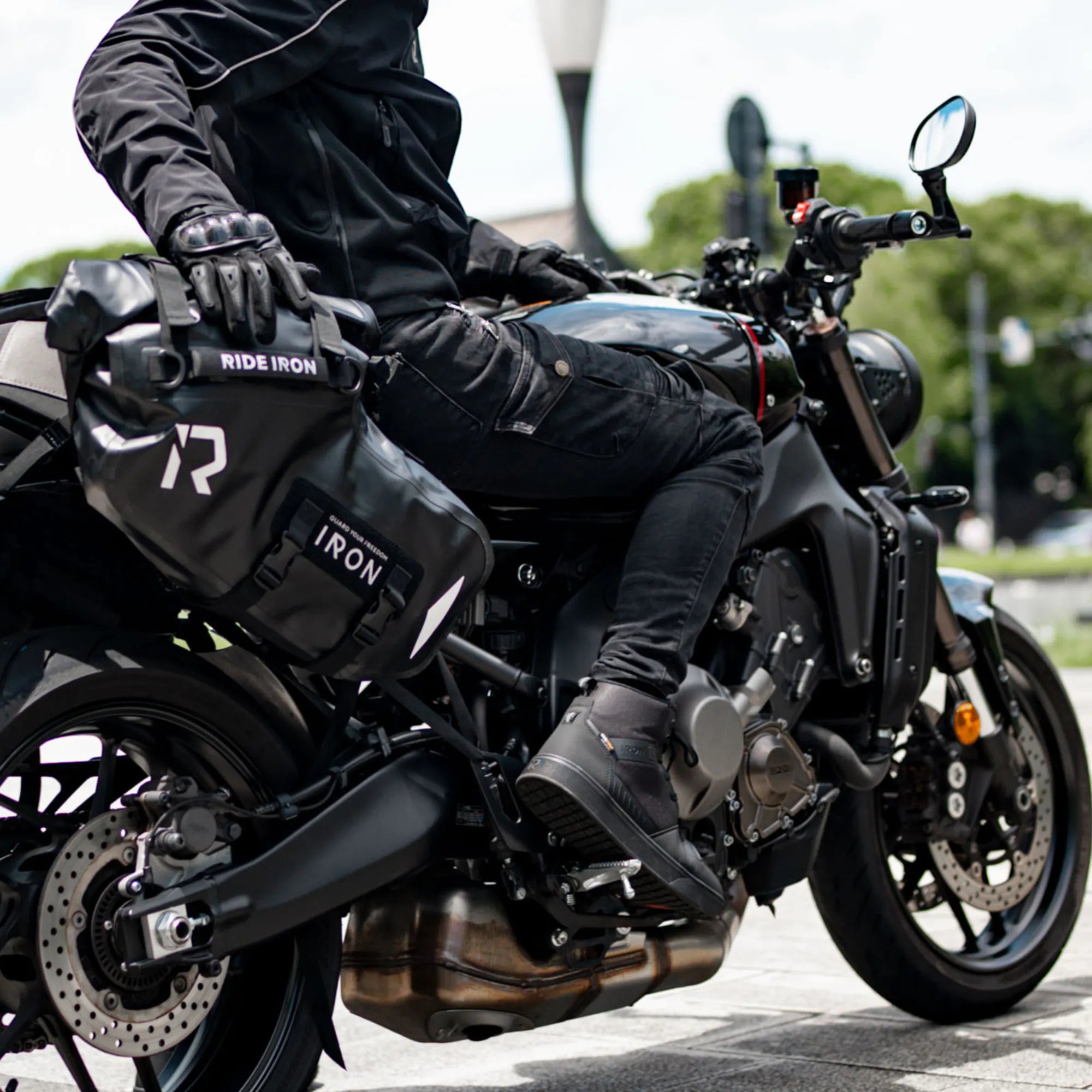 RIDEIRONクラシックブラック通気性滑り止めプロテクティブバイクシューズ | MS6001