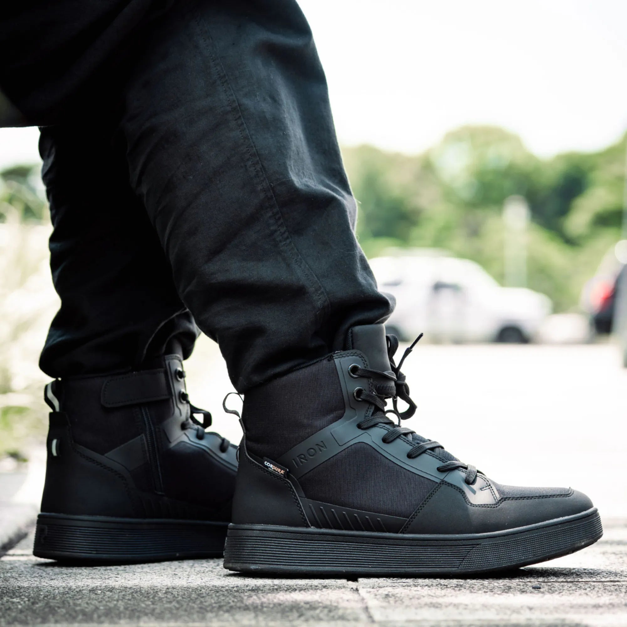 RIDEIRONクラシックブラック通気性滑り止めプロテクティブバイクシューズ | MS6001