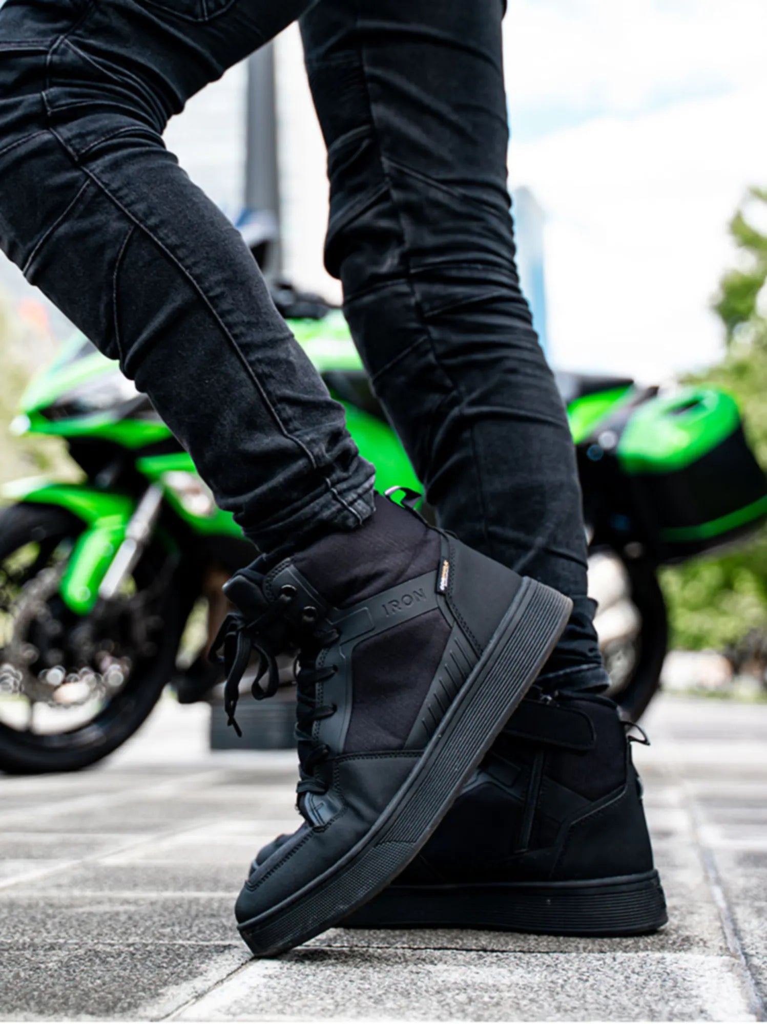 RIDEIRONクラシックブラック通気性滑り止めプロテクティブバイクシューズ | MS6001