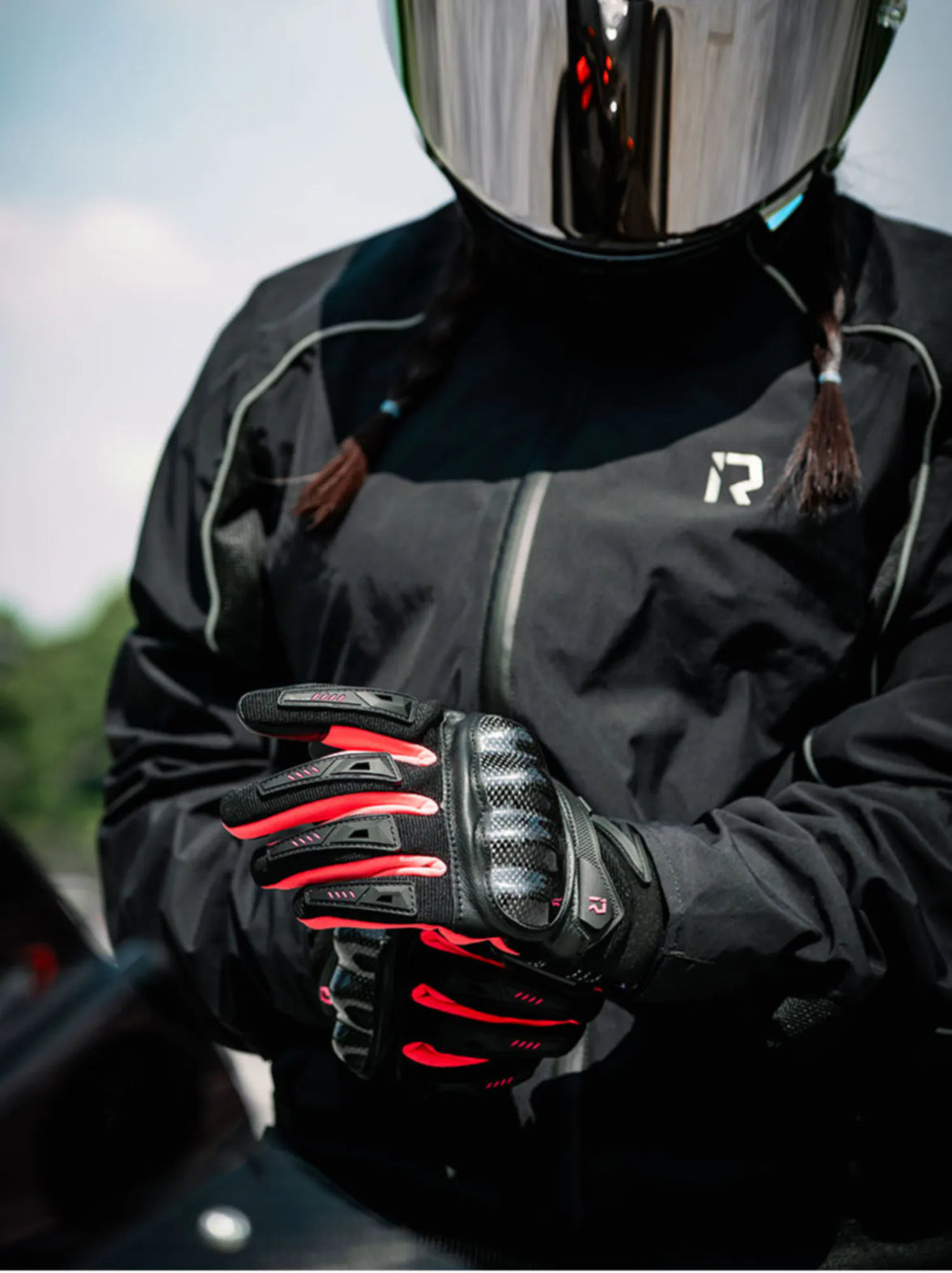 RIDEIRON 通気メッシュ＆カーボンガード付 夏用バイク用手袋| MG7001