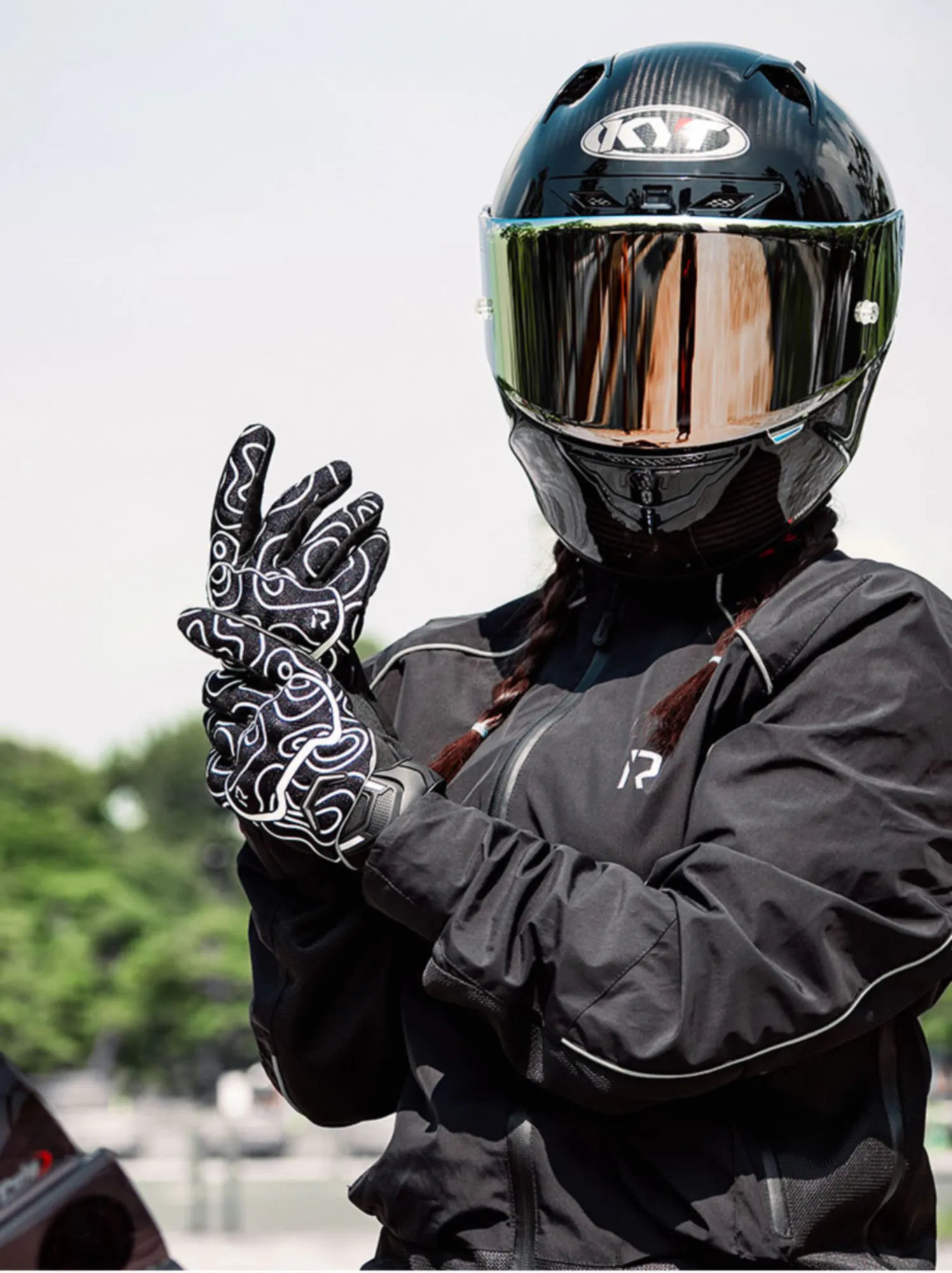 RIDEIRON 夏用 発光プロテクター付バイクグローブ | MG7005