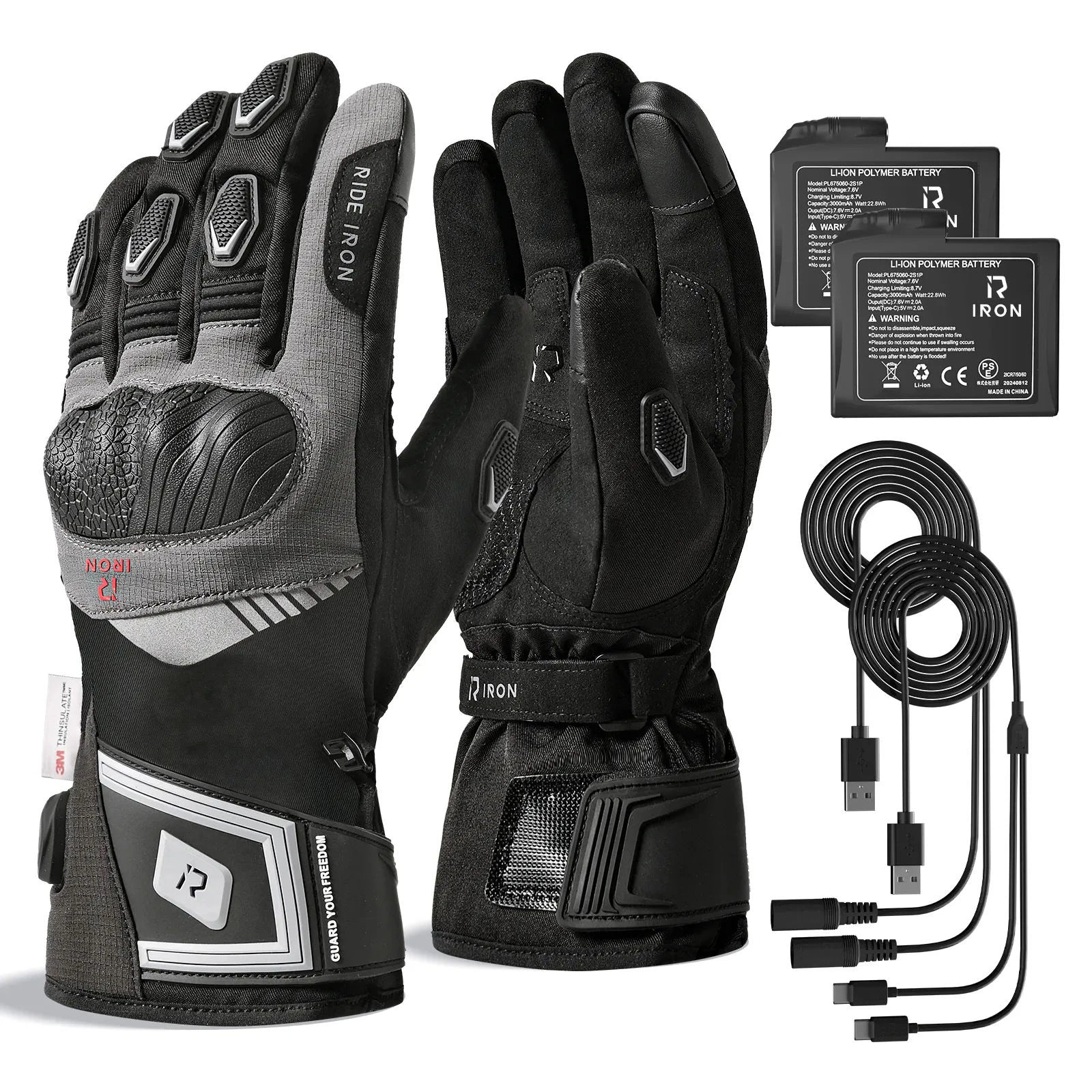 RIDEIRON 冬用防水 スマート電熱 バイク用グローブ| MG7501H