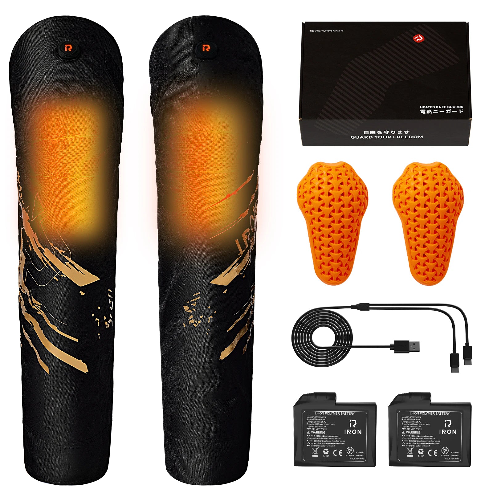 RIDEIRON 冬用 防風 防水 電熱 バイクニーパッド | MA9001 H