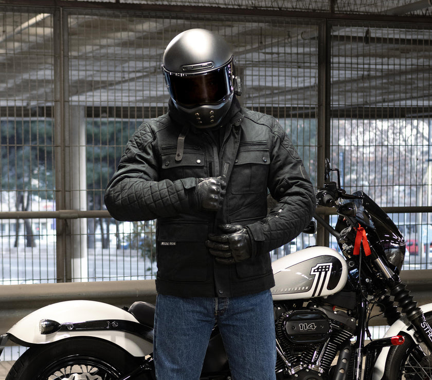 RIDEIRONプロテクター付きヴィンテージバイクジャケット | MJ5508
